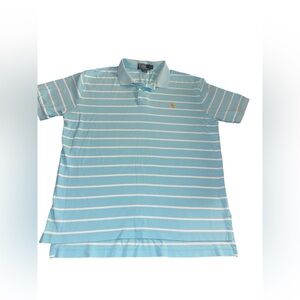 Ralph Lauren Men's Light Blue and White Striped Polo